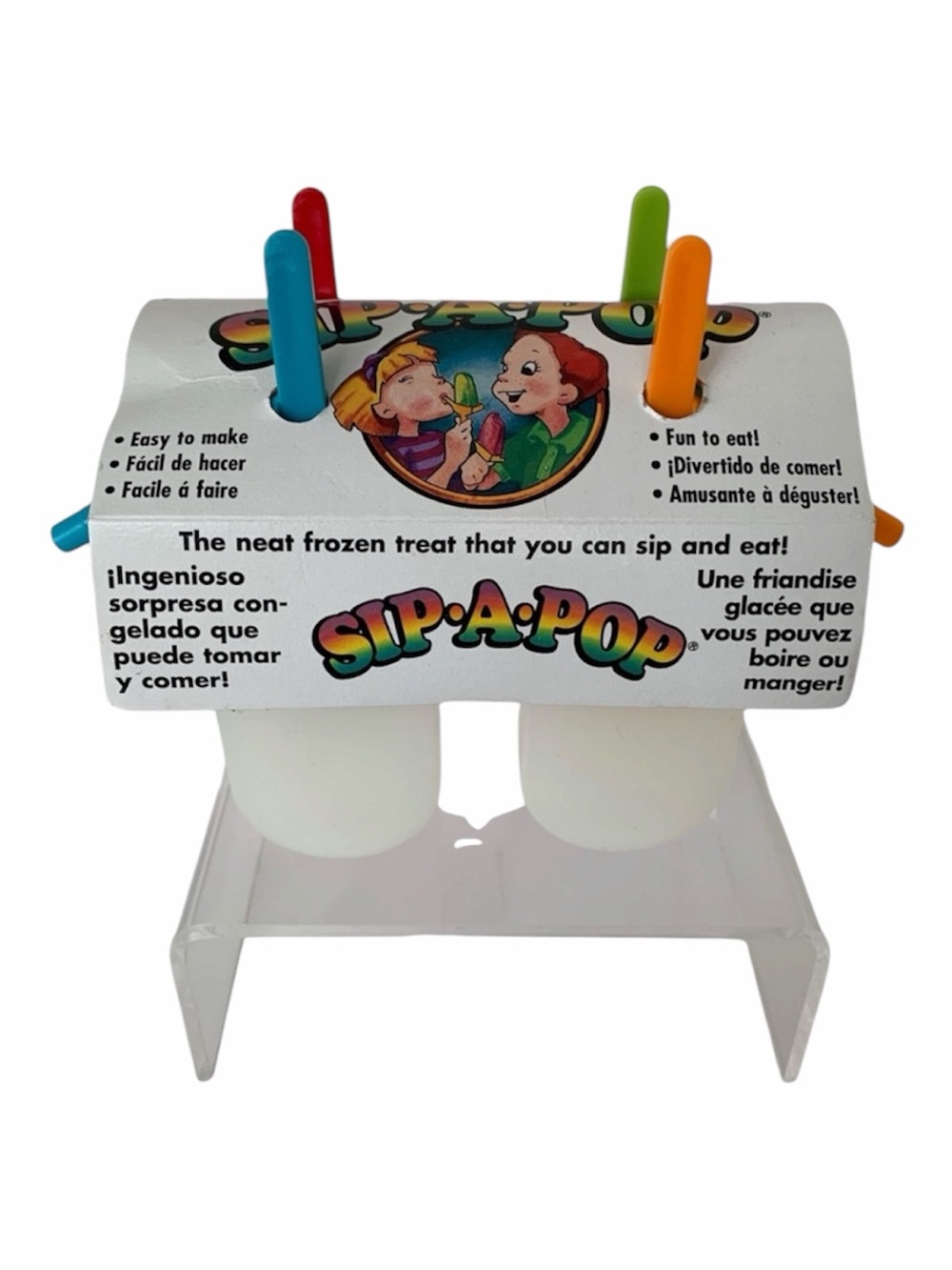 NWT Sip-A-Pop Popsicle Maker Makes 4 Frozen Treats Plastic Freezer Ready Clear